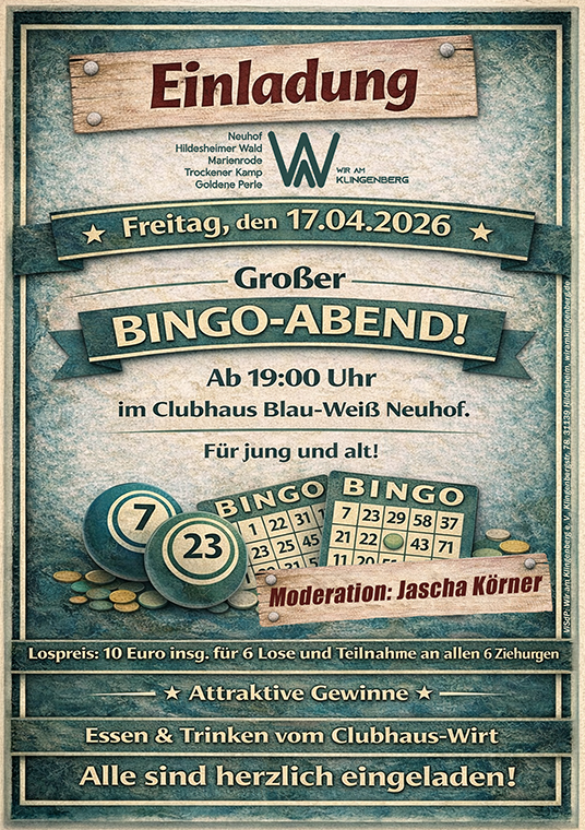 WaK-Bingoabend am 17. April 2026